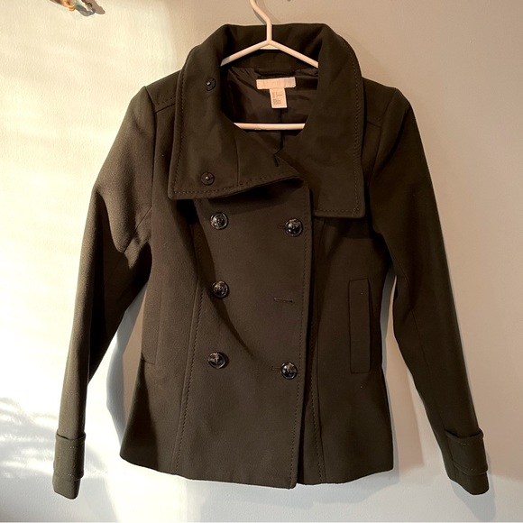 H&M Olive Green Pea Coat - Picture 10 of 12